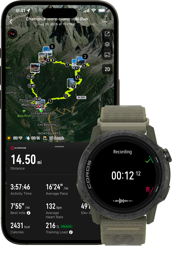 COROS app and APEX 4