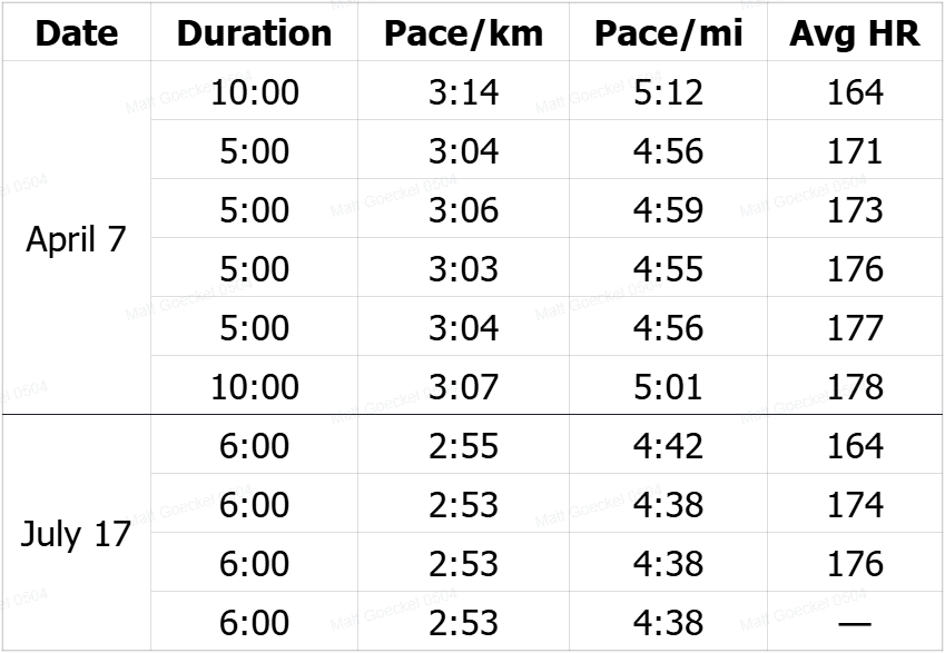 matt hauser run data table