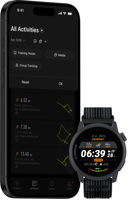 coros activity filtering