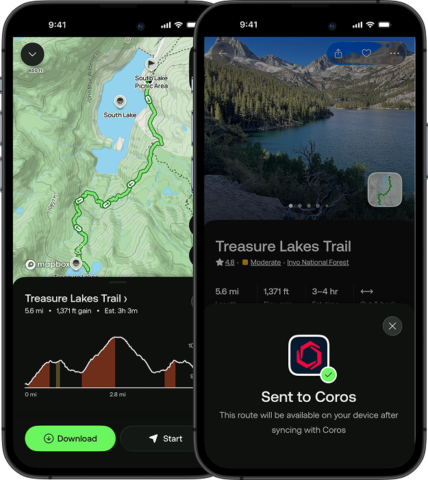 coros and alltrails