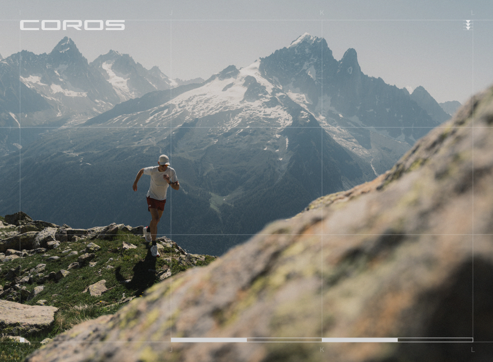 a mountain runner on alpine terrain