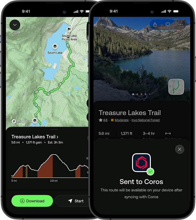 coros and alltrails