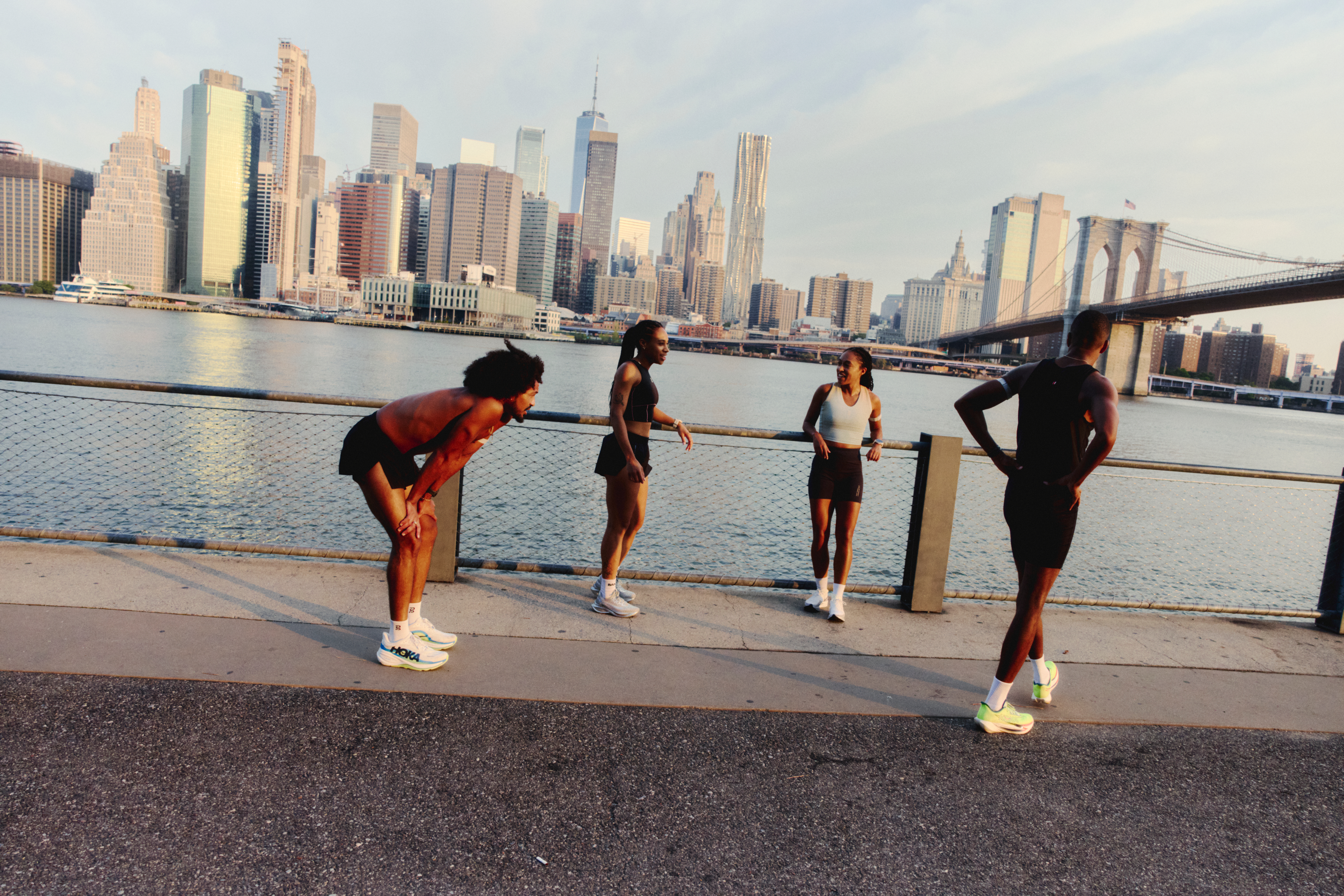 black distance running club along the east river in brooklyn