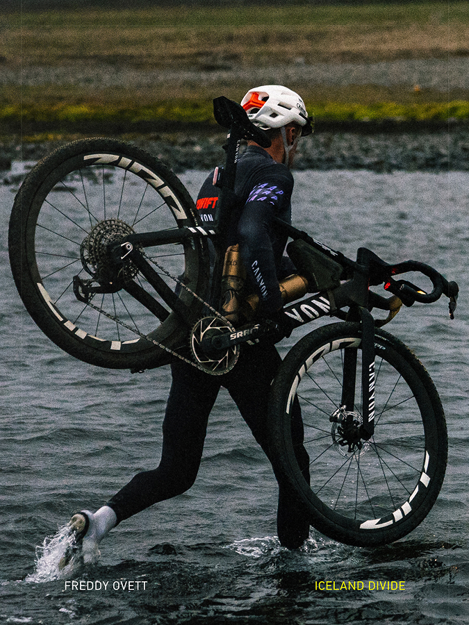 cyclist at an icelandic water crossing